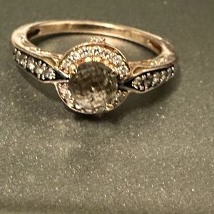LeVian 14k Chocolate & White
Diamond Smoky Quartz Halo
Rose Gold Ring, Size 7